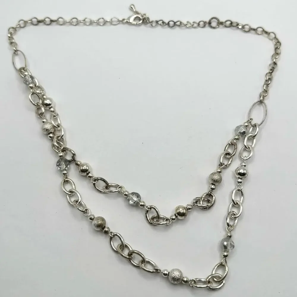 90s Silver Beaded Chain Necklace